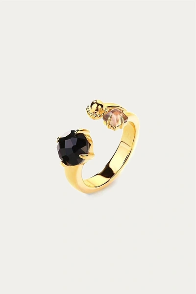 Shop F+h Studios Stoned Love Ring In Gold In Brown