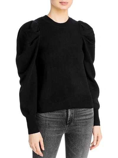 Shop Aqua Womens Puff Sleeves Cashmere Crewneck Sweater In Black