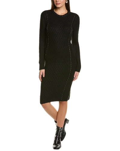 Shop Donna Karan Cable Knit Sweaterdress In Black