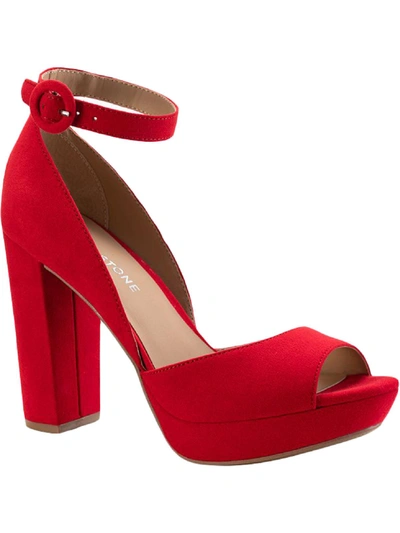 Shop Sun + Stone Reeta Womens Faux Leather Ankle Pumps In Red