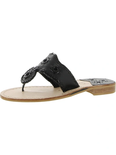 Shop Jack Rogers Womens Leather T-strap Slide Sandals In Black