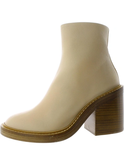 Shop Chloé May Womens Leather Dressy Ankle Boots In White