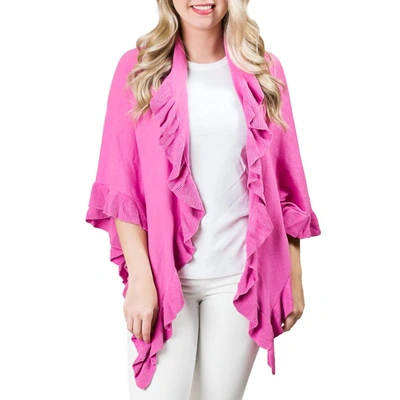 Shop Top It Off Ava Ruffle Wrap Poncho In Magenta In Pink