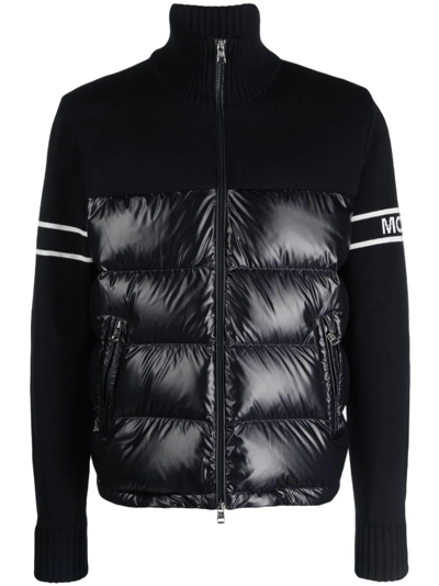 Moncler Cardigan Tricot Imbottito In Black | ModeSens