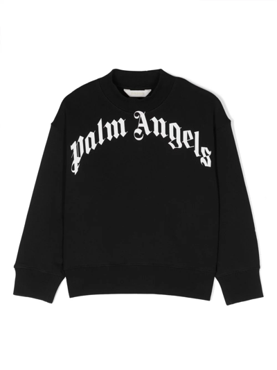 Shop Palm Angels Felpa Classic Curved Logo In Black