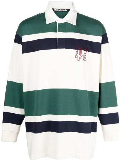 Shop Palm Angels Polo Rugby Con Monogram In Multicolor