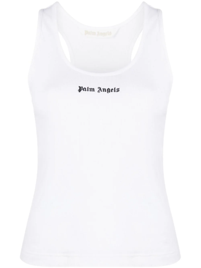 Shop Palm Angels Classic Logo Tank Top In White