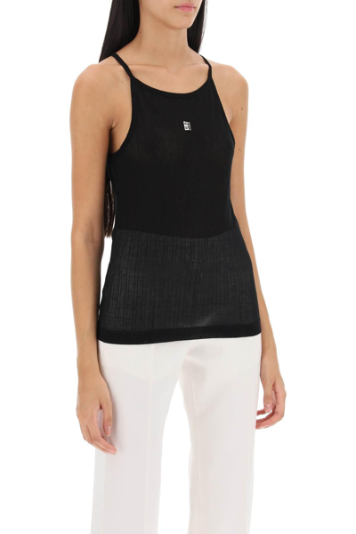 Shop Givenchy Halterneck Tank Top With 4g Plaque In Black