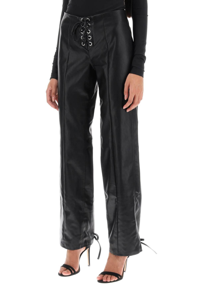 Shop Rotate Birger Christensen Straight-cut Pants In Faux Leather In Black