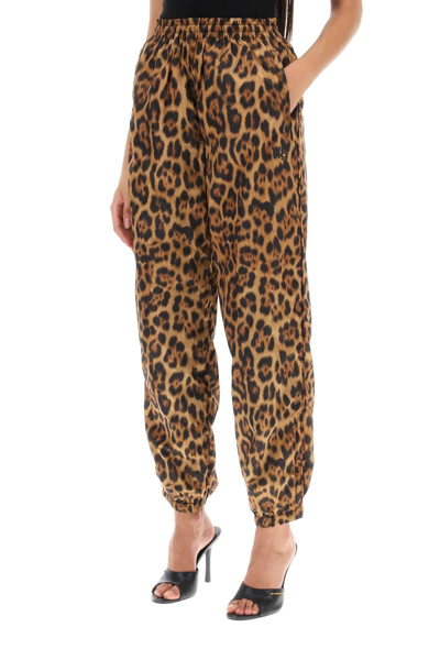 Shop Alexander Wang Leopard-print Technical Pants In Beige,black