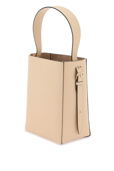 Shop Valextra Leather Bucket Bag In Beige,pink