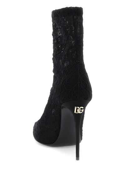 Shop Dolce & Gabbana Cordonetto Lace Ankle Boots In Black