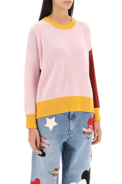 Shop Marni Colorblocked Cashmere Sweater In Pink,red