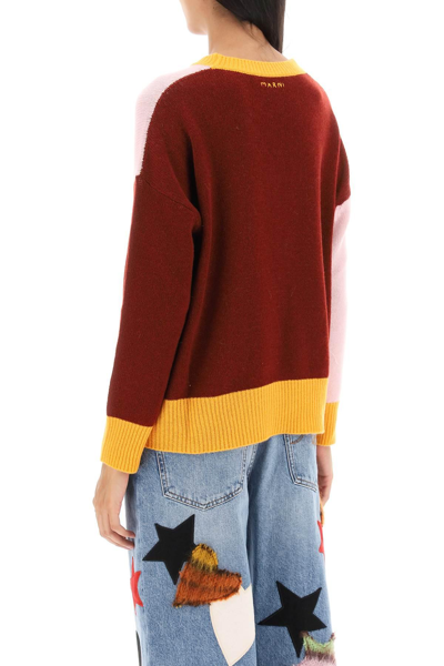 Shop Marni Colorblocked Cashmere Sweater In Pink,red