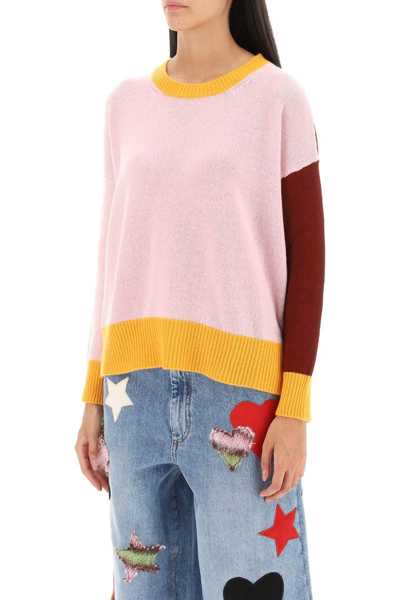 Shop Marni Colorblocked Cashmere Sweater In Pink,red