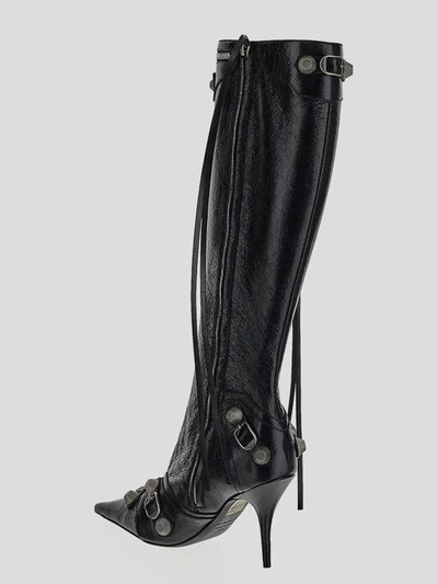 Shop Balenciaga Area Leather High Boot In Black/aged Nikel