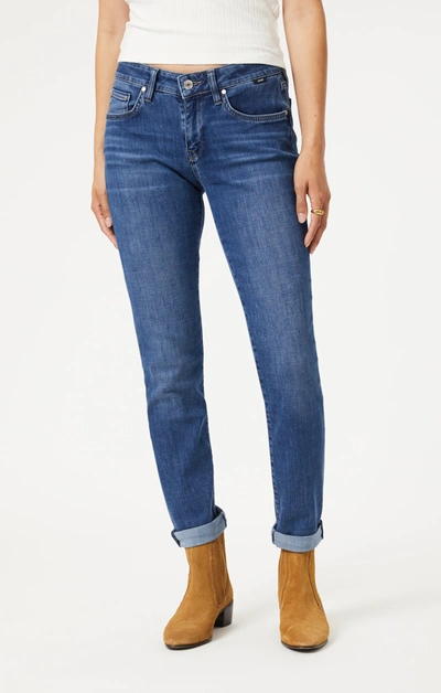 Mavi Emma Slim Boyfriend In Dark Brushed Feather Blue In Dark Blue