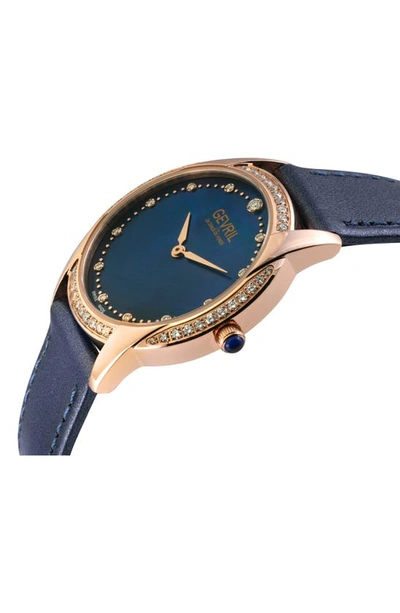 Gevril Airolo Swiss Diamond Leather Strap Watch, 36mm In Blue