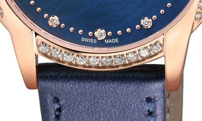 Gevril Airolo Swiss Diamond Leather Strap Watch, 36mm In Blue