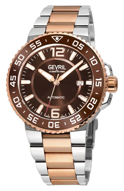 Shop Gevril Riverside Swiss Automatic Two-tone Bracelet Watch, 42mm In Two Toned Ss Iprg