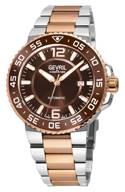 Gevril Riverside Swiss Automatic Two-tone Bracelet Watch, 42mm In Two Toned Ss Iprg