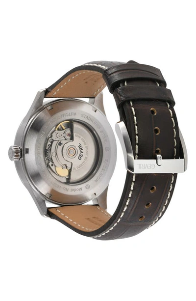 Gevril Excelsior Croc Embossed Leather Strap Watch, 42mm In Brown