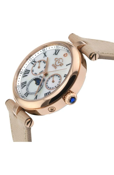 Gv2 Florence Mother Of Pearl Dial Diamond Leather Strap Watch, 36mm In Beige