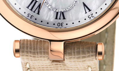 Shop Gv2 Florence Mother Of Pearl Dial Diamond Leather Strap Watch, 36mm In Beige