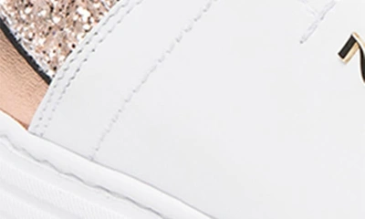 Shop Nerogiardini Glitter Strap Sneaker In White/rose