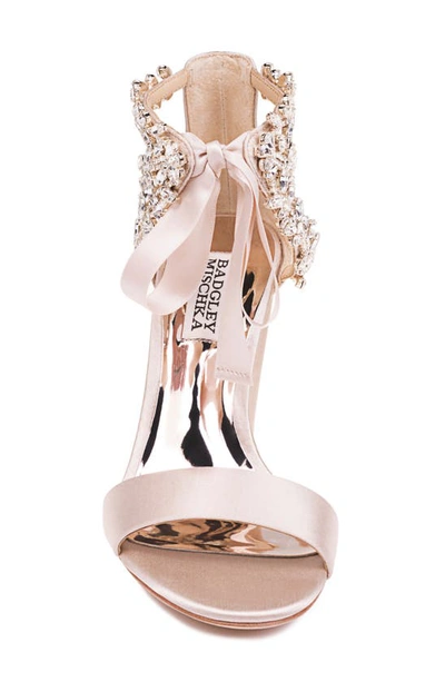 Shop Badgley Mischka Ever After Embellished Sandal In Nude Satin