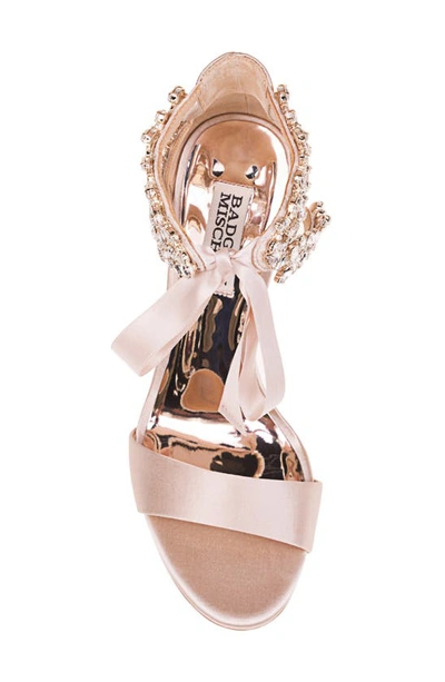 Shop Badgley Mischka Collection Ever After Embellished Sandal In Nude Satin