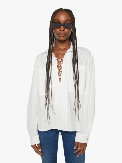 Shop Mother The Roomie Lace Up Fresh Face Shirt (also In S, M,l, Xl) In White
