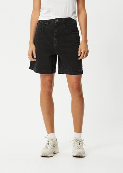 Shop Afends Organic Denim Carpenter Shorts In Black