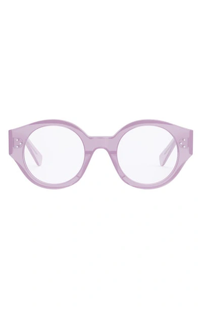 Shop Celine 48mm Bold Round Optical Glasses In Shiny Lilac