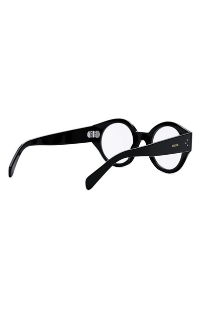 Shop Celine 48mm Bold Round Optical Glasses In Shiny Black