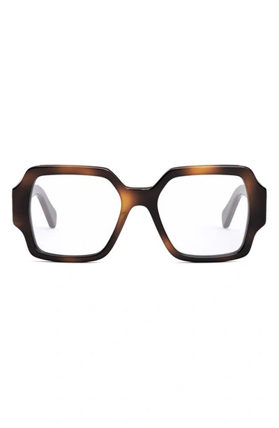 Shop Celine Triomphe 52mm Square Reading Glasses In Blonde Havana