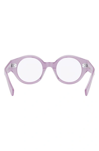 Shop Celine 48mm Bold Round Optical Glasses In Shiny Lilac