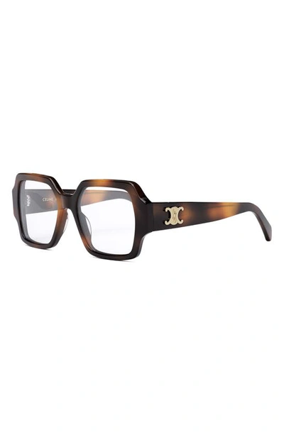 Shop Celine Triomphe 52mm Square Reading Glasses In Blonde Havana