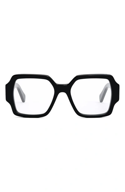 Shop Celine Triomphe 52mm Square Reading Glasses In Shiny Black