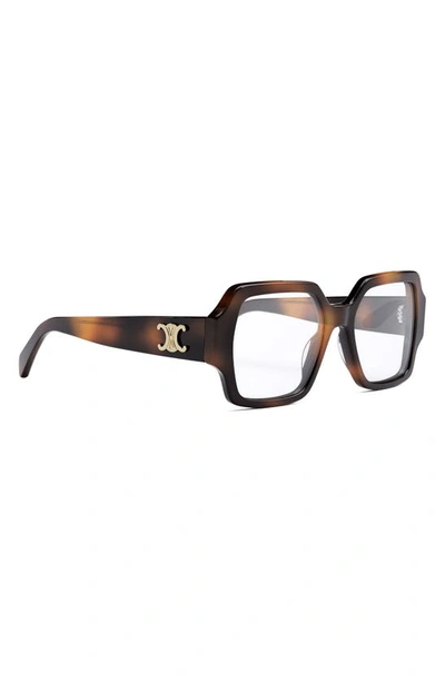 Shop Celine Triomphe 52mm Square Reading Glasses In Blonde Havana