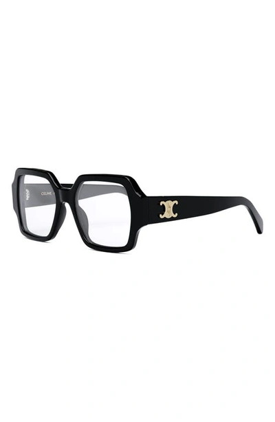 Shop Celine Triomphe 52mm Square Reading Glasses In Shiny Black