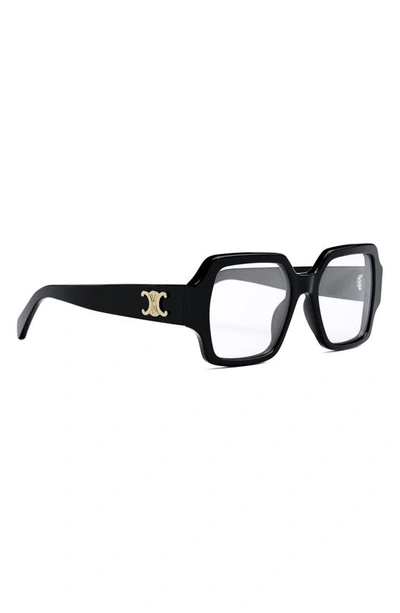 Shop Celine Triomphe 52mm Square Reading Glasses In Shiny Black