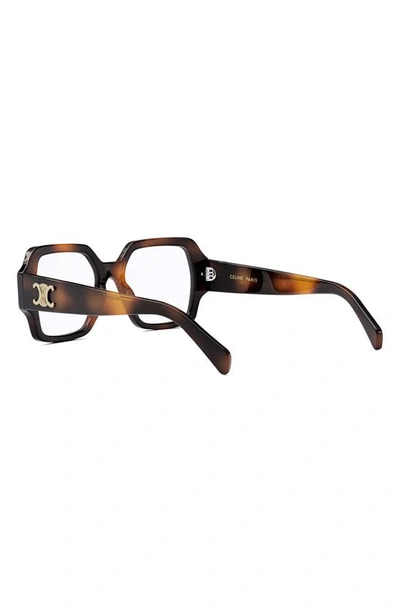 Shop Celine Triomphe 52mm Square Reading Glasses In Blonde Havana