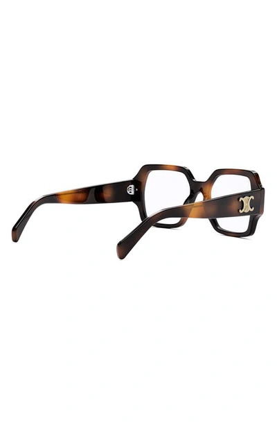 Shop Celine Triomphe 52mm Square Reading Glasses In Blonde Havana