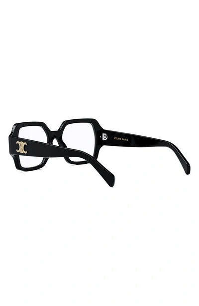 Shop Celine Triomphe 52mm Square Reading Glasses In Shiny Black