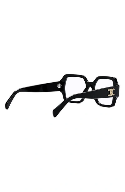 Shop Celine Triomphe 52mm Square Reading Glasses In Shiny Black