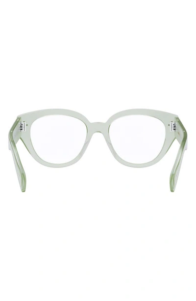 Shop Celine 51mm Bold Optical Glasses In Shiny Light Green