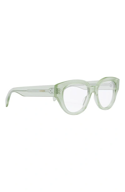 Shop Celine 51mm Bold Optical Glasses In Shiny Light Green