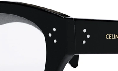 Shop Celine 51mm Bold Optical Glasses In Shiny Black