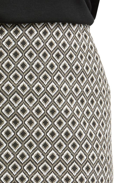 Shop Leota Midi Pencil Skirt In Diamond Mosaic Black/ Gold